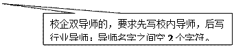 矩形标注: 校企雙導師的，要求先寫校内導師，後寫行業導師；導師名字之間空2個字符。